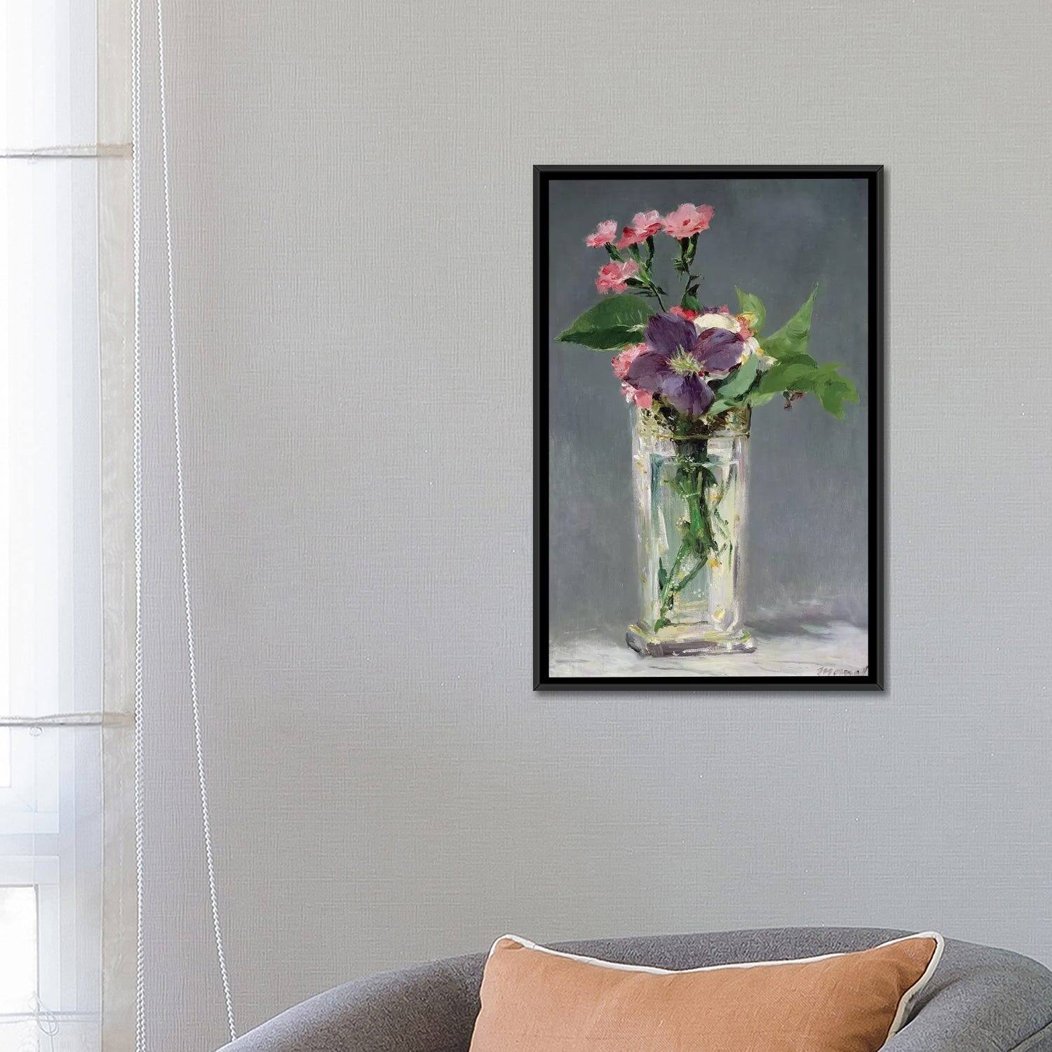 iCanvas "Pinks and Clematis in a Crystal Vase, c.1882 " by Edouard